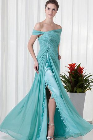 Robe de soirée ouverture frontale en chiffon ruché d'epaule ecrite avec décoration dentelle - Photo 3