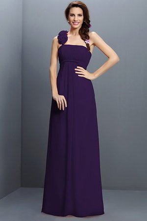 Robe demoiselle d'honneur longue en chiffon de bustier avec zip avec fleurs - Photo 13