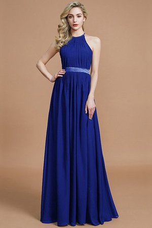 Robe demoiselle d'honneur manche nulle avec zip ruché jusqu'au sol en chiffon - Photo 30
