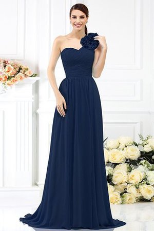 Robe demoiselle d'honneur plissage avec fleurs avec chiffon ligne a au drapée - Photo 10