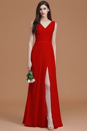 Normale Taille Gerüschtes Prinzessin Bodenlanges Brautjungfernkleid ohne Ärmeln - Bild 29