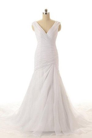 Meerjungfrau natürliche Taile Ärmellos V-Ausschnitt luxus Brautkleid - Bild 1