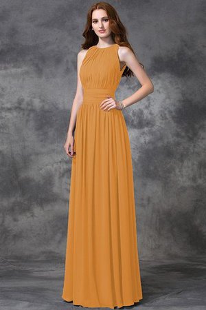 Natürliche Taile Ärmelloses A-Line Anständiges Brautjungfernkleid aus Chiffon - Bild 20