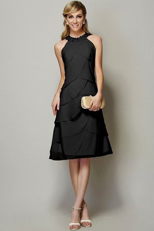 Enges Chiffon Normale Taille Bescheidenes Brautjungfernkleid mit Applike - Bild 3