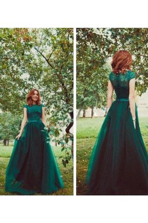 Ärmelloses Prinzessin Normale Taille Bodenlanges Abendkleid aus Tüll - Bild 2