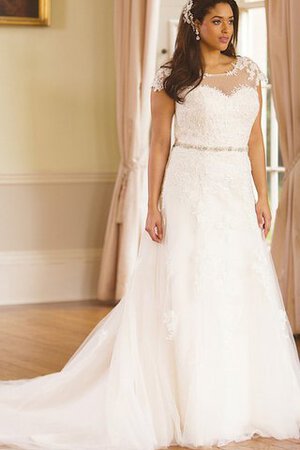 Abito da Sposa Coda A Strascico Cappella Romantico in Pizzo Tondo Elegante con Bottone - Foto 1