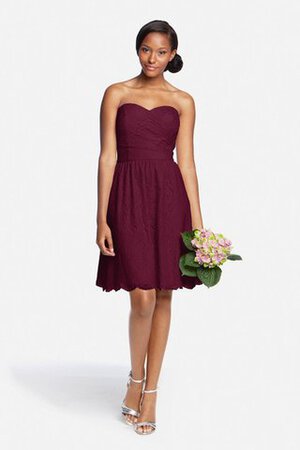 Moderno Vestido de Dama de Honor de Corte-A de Corto de Escote Corazón de Encaje Adorno - Foto 14