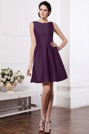 A-Line Normale Taille Schaufel-Ausschnitt Mini Brautjungfernkleid aus Taft - Bild 13