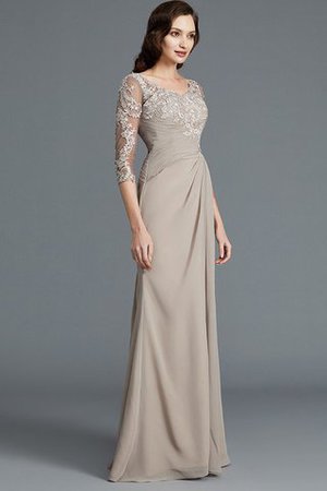 Robe mère de mariée encolure ronde en chiffon avec manche 1/2 jusqu'au sol a-ligne - Photo 6