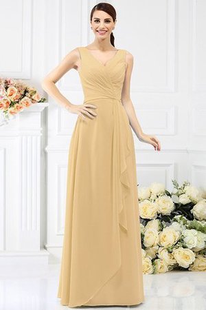 Robe demoiselle d'honneur longue de fourreau en chiffon avec perle v encolure - Photo 12