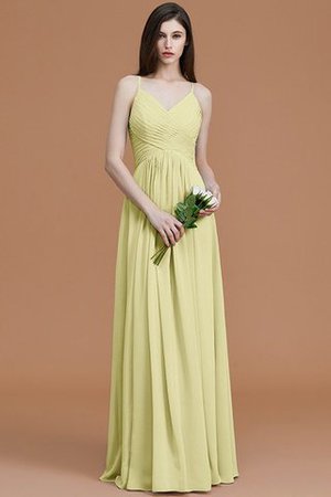 Spaghetti Träger Normale Taille Gerüschtes Ärmellos Bodenlanges Brautjungfernkleid - Bild 14