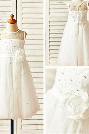 Abito da Cerimonia Bambini con Fiore Tondo Naturale in Tulle Principessa - Foto 5