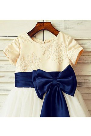 Kurze Ärmeln Reißverschluss Prinzessin A-Linie Tüll Blumenmädchenkleid - Bild 3