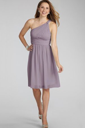 Ein Schulter trägerloser Ausschnitt Chiffon A-Line mini Brautjungfernkleid - Bild 3