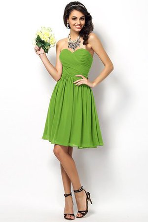 Plissiertes A Linie Reißverschluss Ärmelloses Mini Brautjungfernkleid - Bild 14