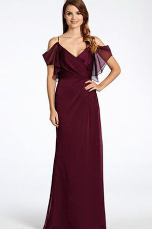 A-Linie Spaghetti Träger rückenfreies Chiffon bodenlanges Brautjungfernkleid - Bild 1