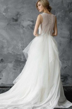 Plissiertes Tüll Juwel Ausschnitt einfaches romantisches Brautkleid mit Knöpfen - Bild 2