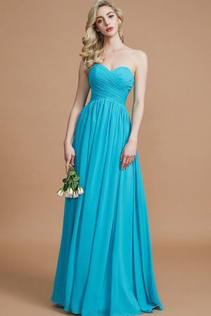 Herz-Ausschnitt Chiffon Ärmelloses Normale Taille Brautjungfernkleid mit hoher Tailler - Bild 4