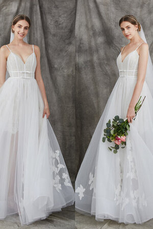 Robe de mariée avec sans manches excellent avec zip a-ligne avec fleurs - Photo 4