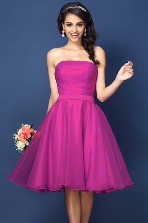 Robe demoiselle d'honneur courte plissage en satin avec sans manches avec zip - Photo 11