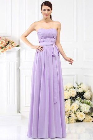 Trägerloser Ausschnitt A-Linie Bodenlanges Anständiges Brautjungfernkleid mit Schleife - Bild 19