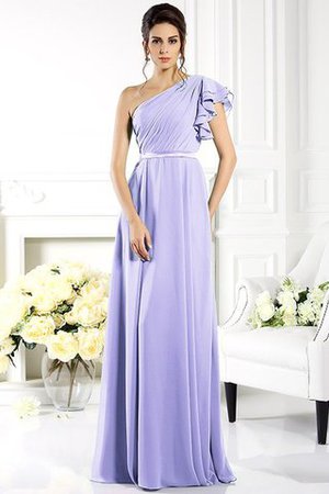 Vestido de Dama de Honor de Corte-A de Hasta el suelo de Un sólo hombro de Volante - Foto 17