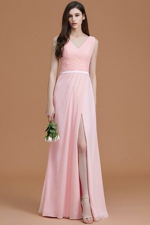 Robe demoiselle d'honneur naturel ruché avec chiffon ligne a manche nulle - Photo 27