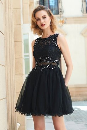 Robe de cocktail naturel avec décoration dentelle ligne a manche nulle de princesse - Photo 4