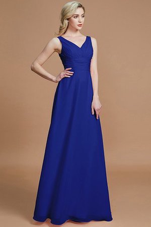 Prinzessin A-Linie Bodenlanges Brautjungfernkleid mit V-Ausschnitt ohne Ärmeln - Bild 30