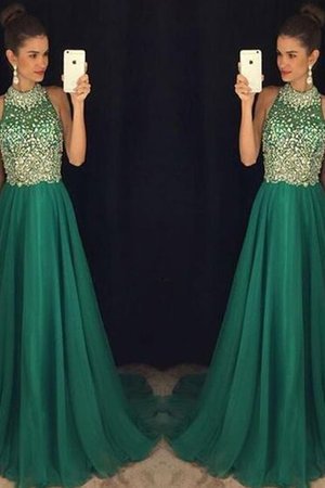 Süß Perlenbesetztes Bodenlanges Ballkleid mit Nackenband ohne Ärmeln - Bild 2