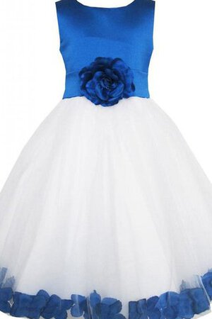 Reißverschluss Bateau Tüll A-Line Blumenmädchenkleid mit Blume mit Schmetterlingsknoten - Bild 1