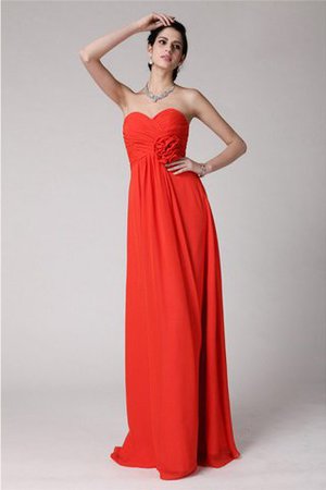 Robe demoiselle d'honneur longue plissage avec fleurs col en forme de cœur gaine - Photo 1