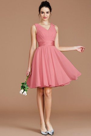 Normale Taille Ärmelloses Kurzes Brautjungfernkleid mit Gürtel mit Schleife - Bild 32