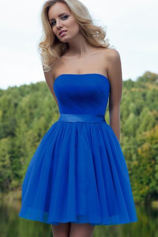 Gerüschtes A Linie Chiffon Herz-Ausschnitt trägerlos Ballkleid mit Schleife - Bild 2