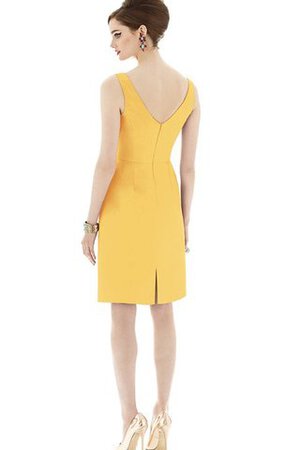 Robe demoiselle d'honneur ruché de col en v de longueur à genou - Photo 4