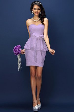 Robe demoiselle d'honneur naturel courte collant en satin orné de nœud à boucle - Photo 19