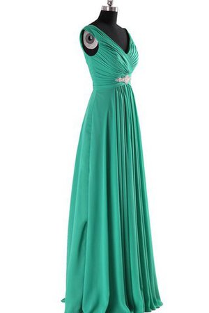 Robe demoiselle d'honneur naturel entrecroisé manche nulle avec chiffon avec perle - Photo 2