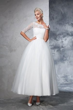 Ärmelloses Zeitloses Bateau Ausschnitt Empire Taille Prächtiges Brautkleid - Bild 3