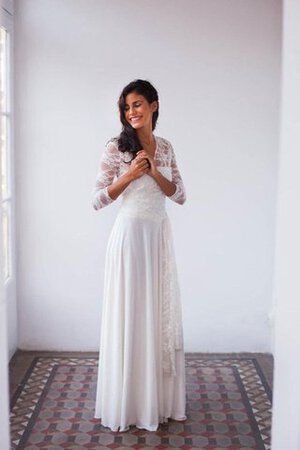 Abito da Sposa in pizzo con Festone Semplice con Fusciacca A Terra Senza Maniche - Foto 4