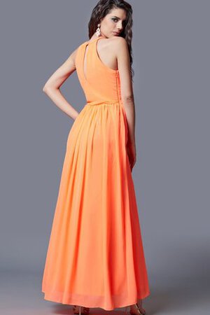Plissiertes Juwel Ausschnitt Chiffon Nackenband bodenlanges langes Abendkleid - Bild 3