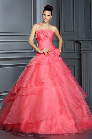 Empire Taille Ärmelloses Formelles Quinceanera Kleid mit Blume mit Rücken Schnürung - Bild 1