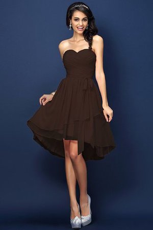 Robe demoiselle d'honneur plissé avec chiffon ligne a manche nulle de col en cœur - Photo 7