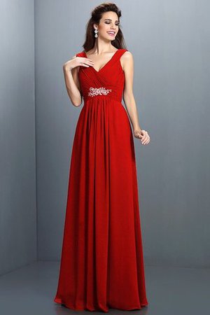 Robe demoiselle d'honneur naturel manche nulle en chiffon v encolure au drapée - Photo 23
