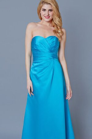 Ärmelloses Satin langes Elegantes einfaches Brautjungfernkleid mit Rüschen - Bild 2