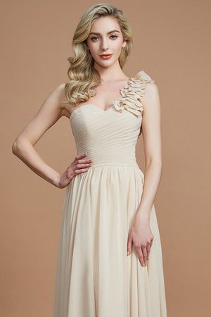 Robe demoiselle d'honneur naturel jusqu'au sol avec chiffon manche nulle a-ligne - Photo 6