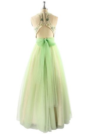 Nackenband Tüll Anständiges Bodenlanges Abendkleid mit Perlen - Bild 2