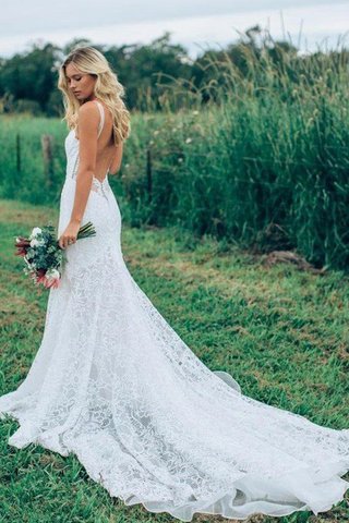 Abito da Sposa Tubino con Applique in pizzo Senza Maniche con Piega lusso - Foto 2