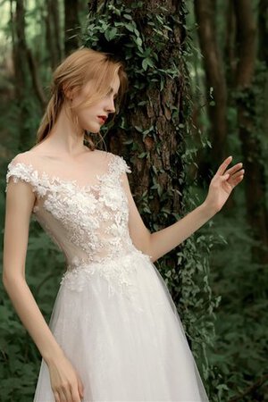 Spitze Leuchtenden Sittsames Bodenlanges Brautkleid mit Schaufel Ausschnitt - Bild 5