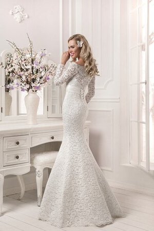 Robe de mariée festonné avec cristal avec perle avec manche longue encolure ronde - Photo 3