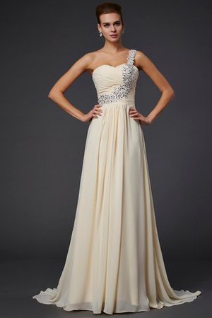 Robe de bal longue d'épaule asymétrique en chiffon avec perle appliques - Photo 1